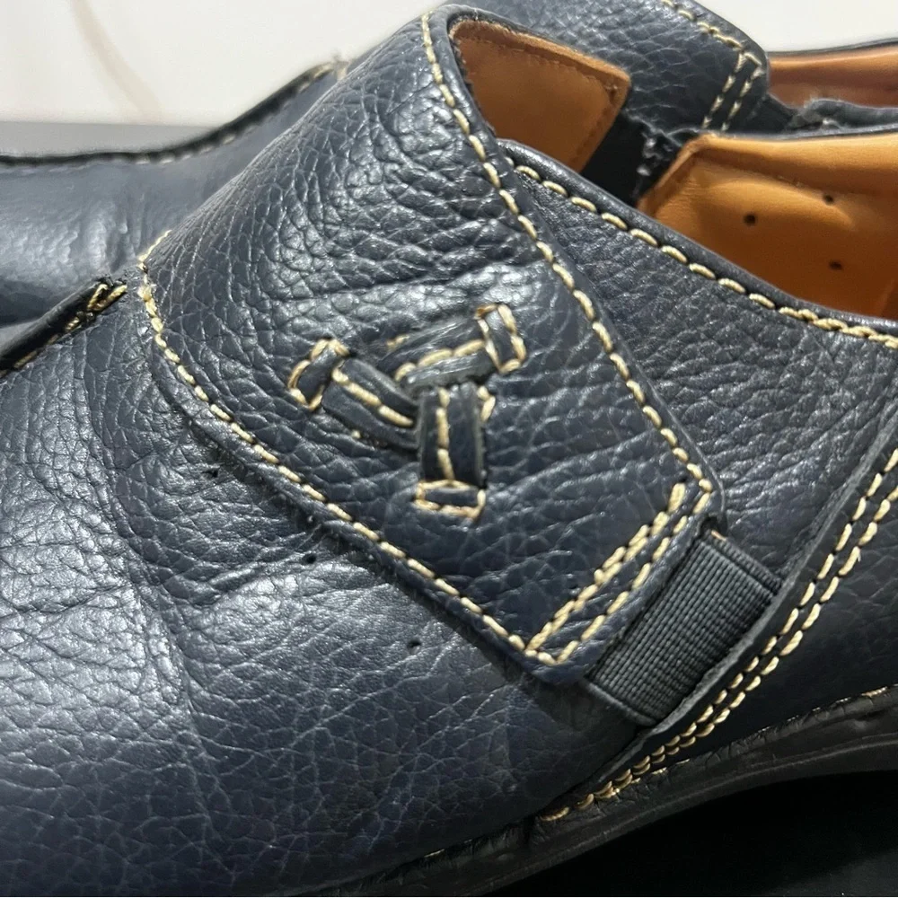 Born WoMen's Leather Casual Slip-On Loafers - Dark Blue 10